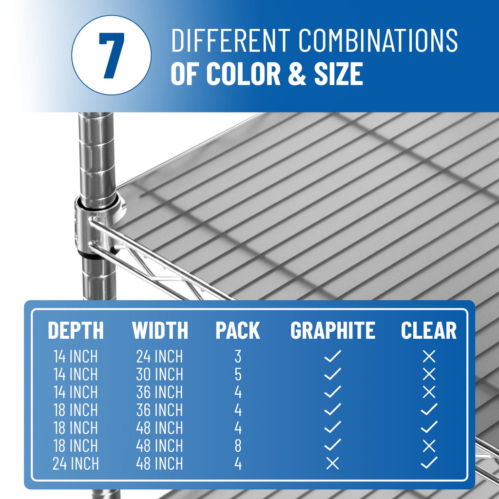 Set of 4 Shelf Liners for Wire Shelf Liner- Long Lasting Premium Quality- Graphite 18 x 48