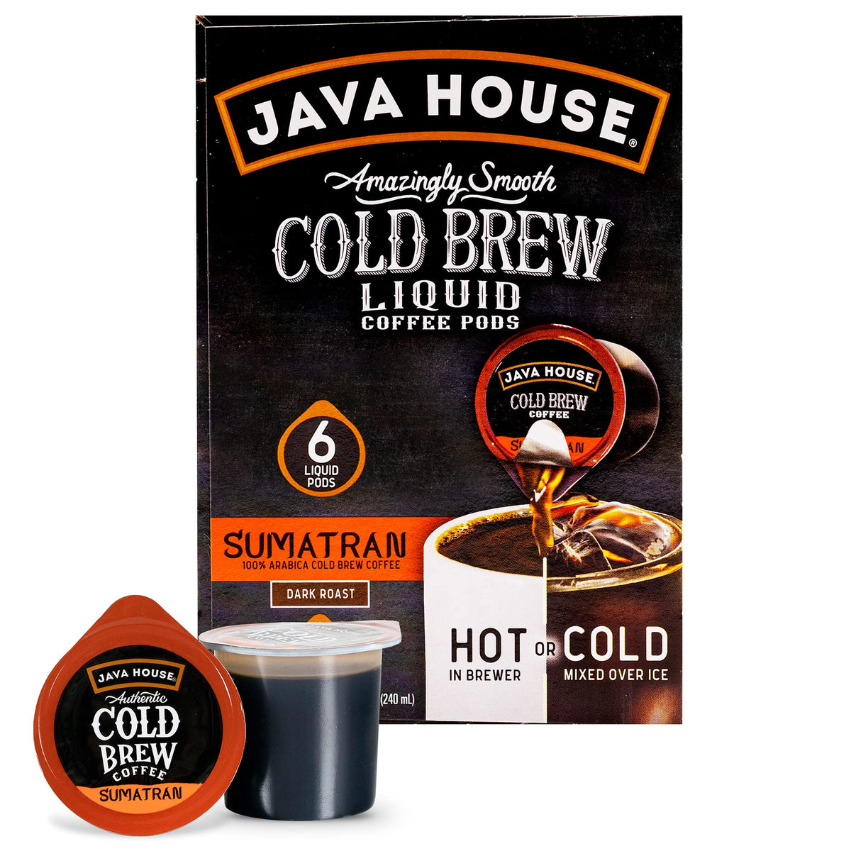 Java House Cold Brew Coffee, Colombian Medium Roast Coffee Concentrate Liquid Pods - 1.35 Fluid Oz (Pack of 60) Enjoy Hot or Iced