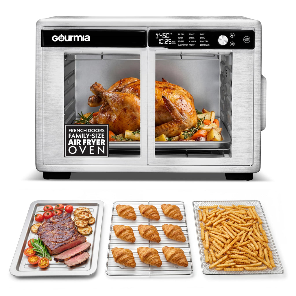 Gourmia Toaster Oven - 9-Slice Capacity, Digital Display, Peach