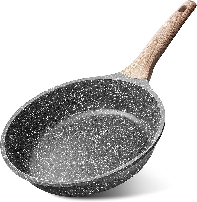 Caannasweis Granite Small Nonstick Frying Pan 8Inch with Lid for Stove Top