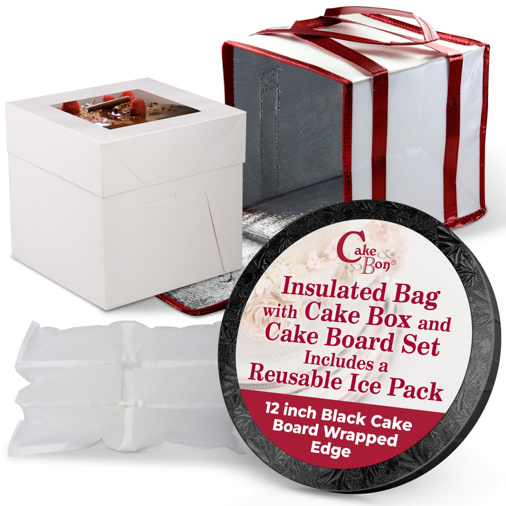 Cakebon 12" Insulated Cake Bag with Ice Pack Cooler Carrier 1Pack
