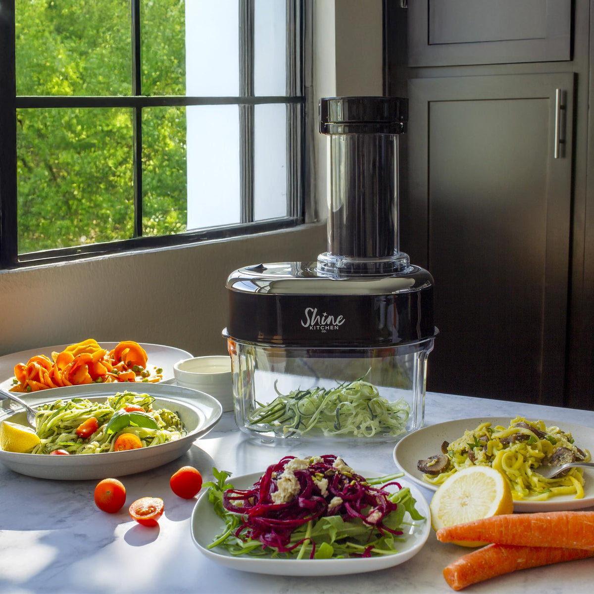Shine Kitchen Co. SES-100 Electric Vegetable Spiralizer with No Slip Veggie Grip