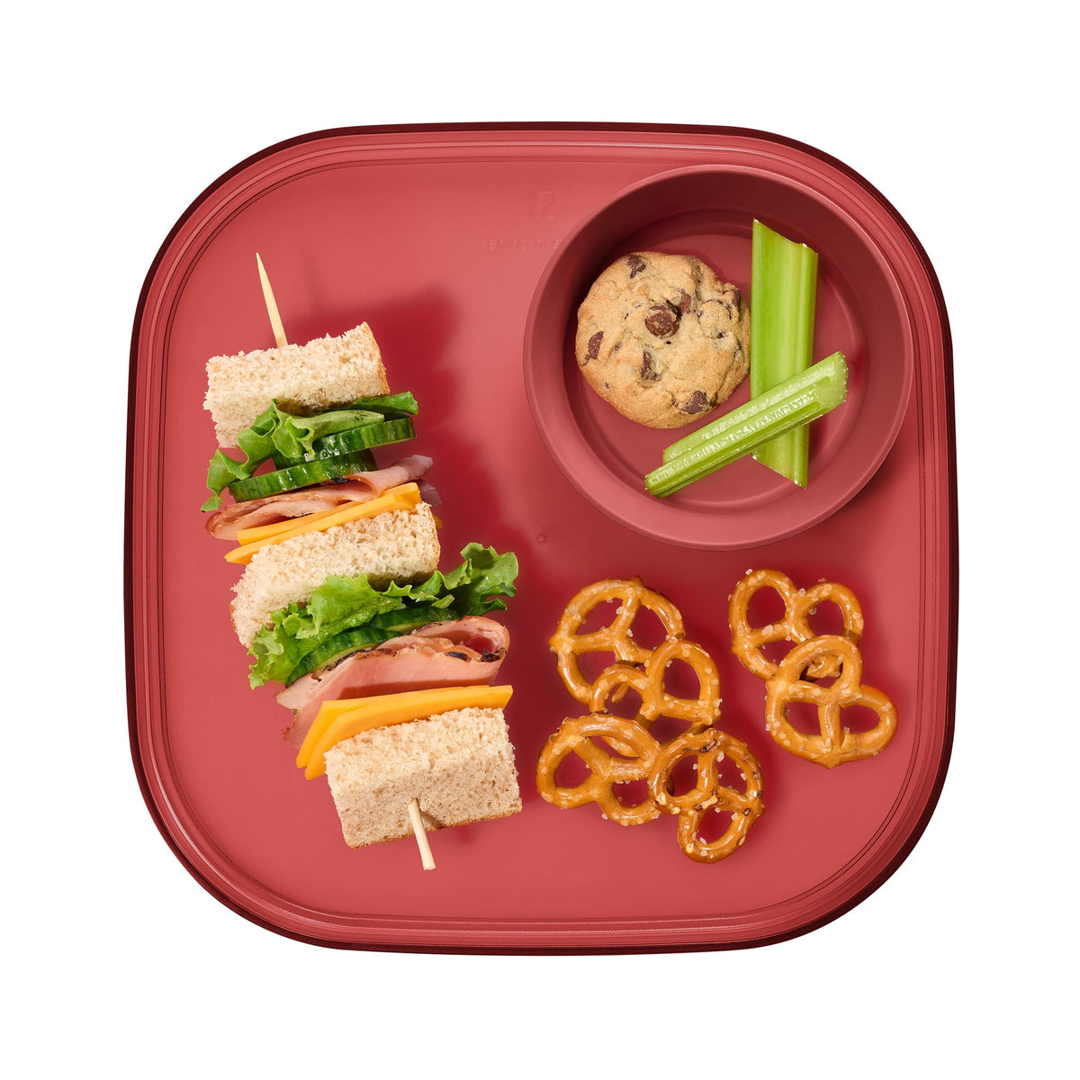 Madesmart Dipware Reusable Dining Plate, Serving Tray for Appetizers and Snacks, Sandwiches, Hummus, Sauces, Stackable & Removable Dip Bowl, PinkTerracotta