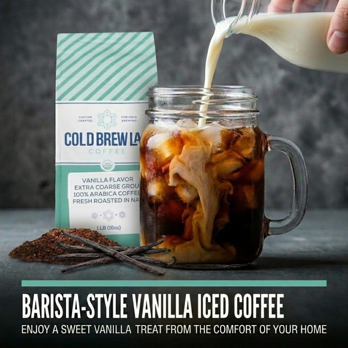 Cold Brew Organic Coarse Ground Flavored Coffee, Chocolate Mocha Flavor, Dark Roast, Colombian Supremo, Coarse Grind for Cold Brew Coffee & French Press, 1 LB