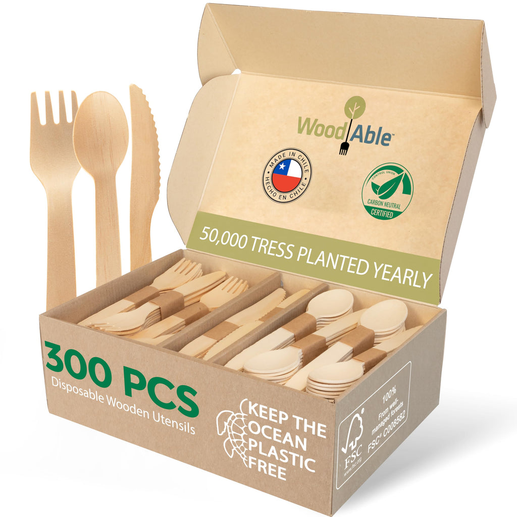 WOODABLE Wooden Spoons, 100 Pack, 6.5 Inch, Bamboo Utensils Alternative