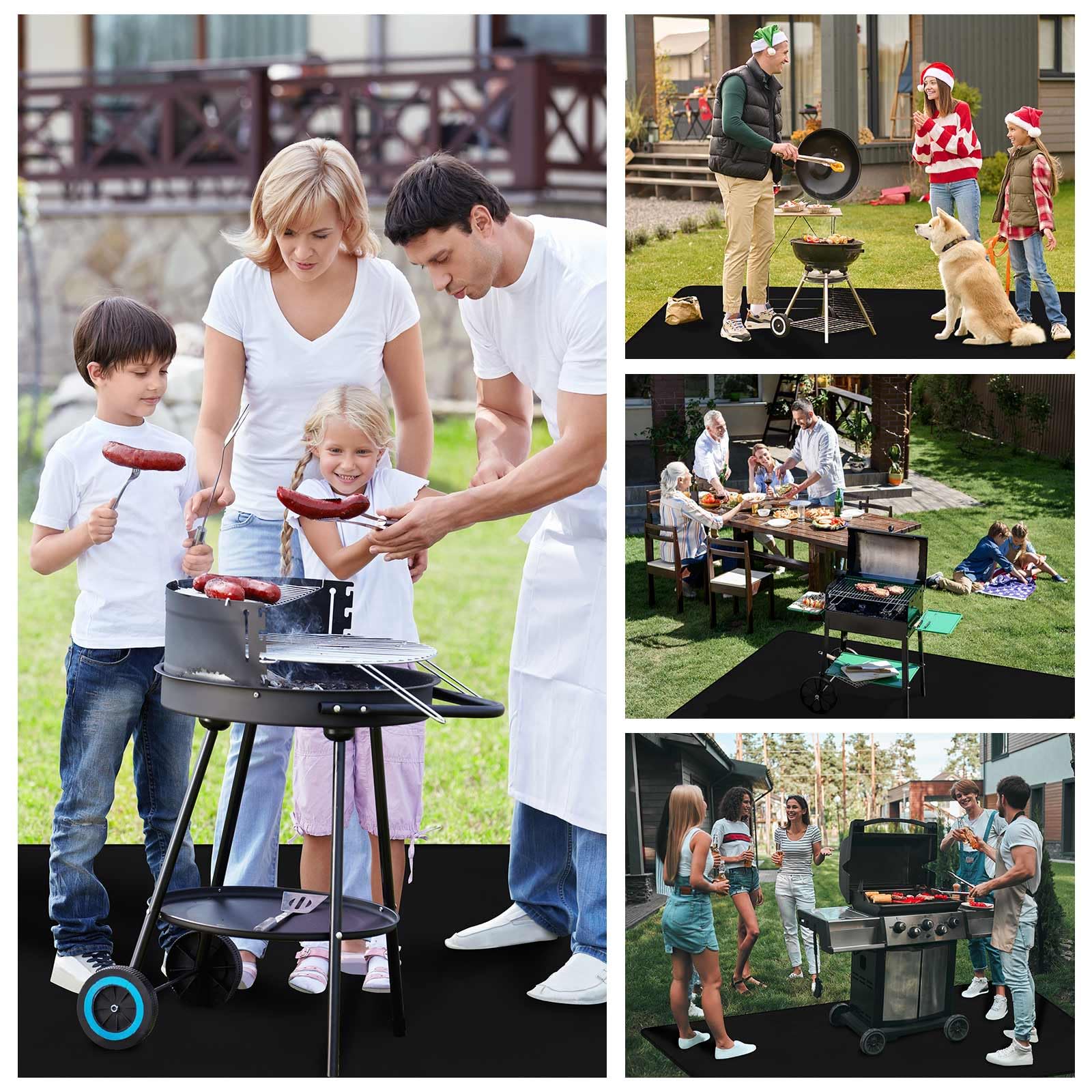 THMINS 80X48 Inches Extra Large Grill Mat for Outdoor Grill - Fireproof Deck and Patio Protector, Waterproof and Oil-Proof Barbecue Grill Mat