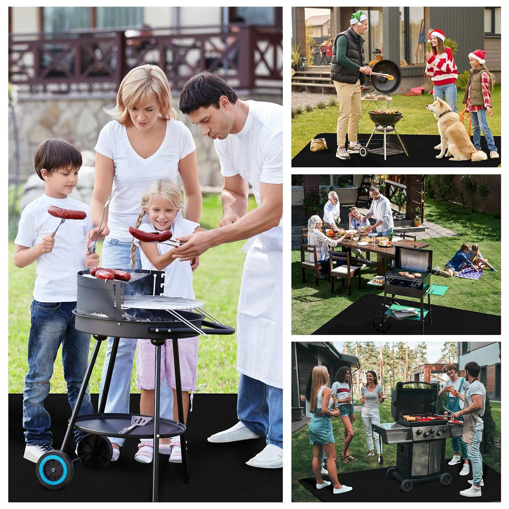 THMINS 80X48 Inches Extra Large Grill Mat for Outdoor Grill - Fireproof Deck and Patio Protector, Waterproof and Oil-Proof Barbecue Grill Mat