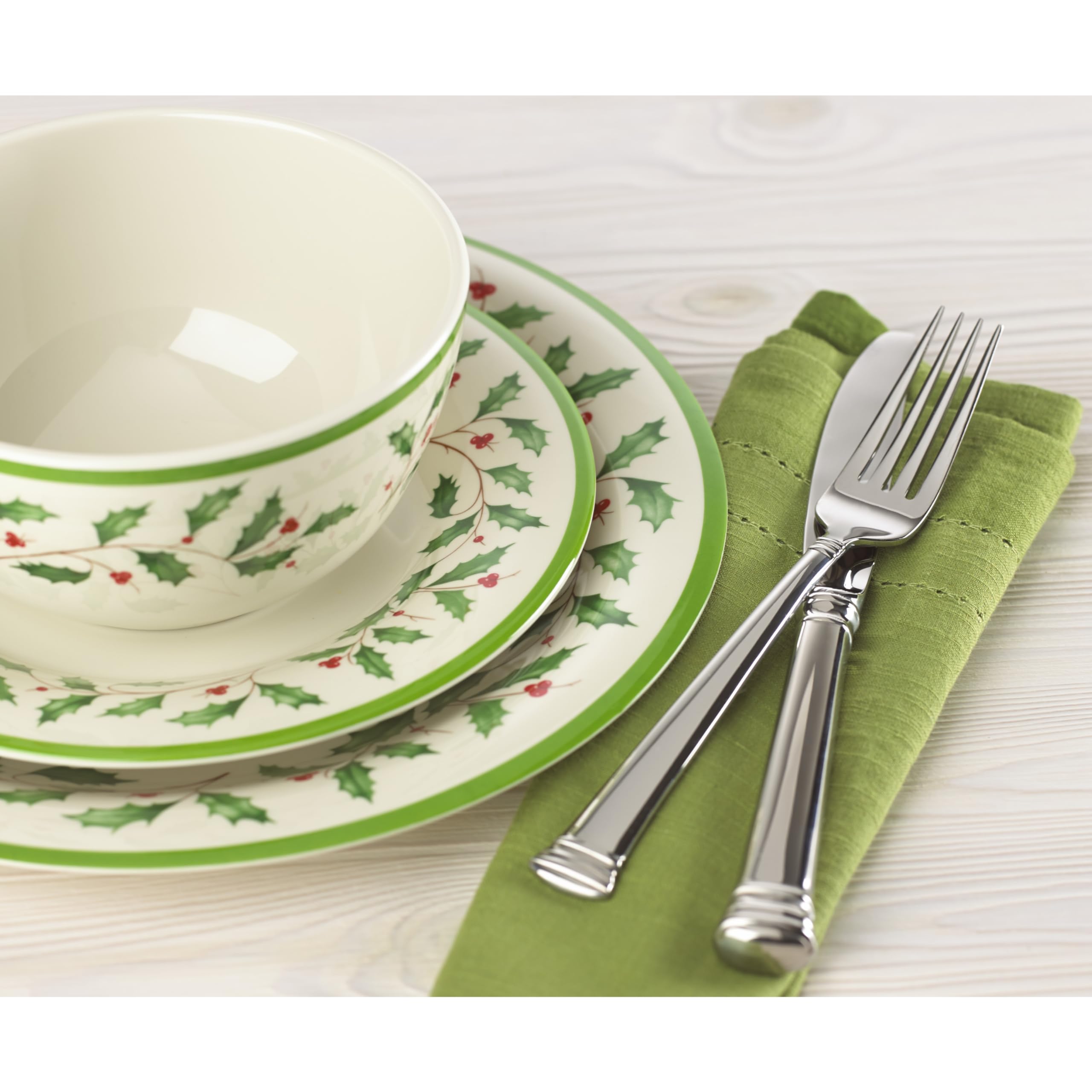 Lenox 863669 Holiday 4-Piece Melamine Dinner Plate Set, Christmas Dinnerware, Hosting