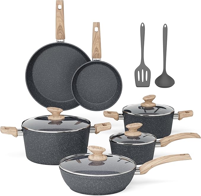 MAISON ARTS 12 Piece Kitchen Cookware Sets, Pots and Pans Set Non Stick