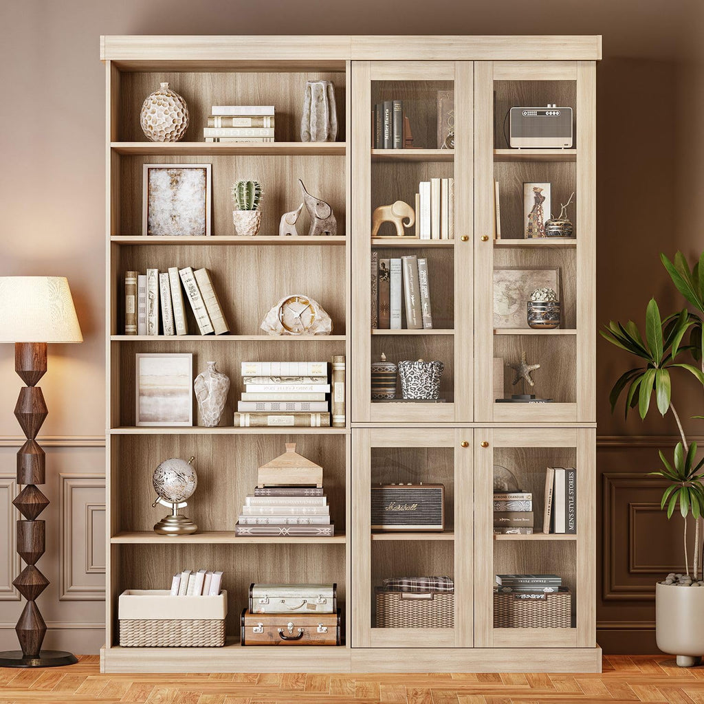 ivaniti 70.8" Tall Farmhouse Kitchen Pantry Cabinet, Modular Storage Cabinet with 6-Tier Adjustable Shelves, White, Wooden Hutch for Living Room, Kitchen, Set of 4
