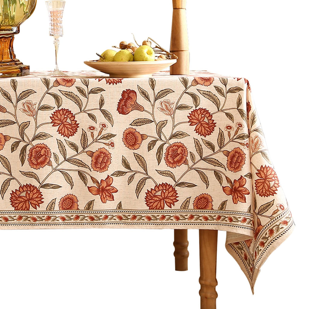 ISAENNE Designer Rectangular Elegant Linen Tablecloth,110"x63"-Grace B
