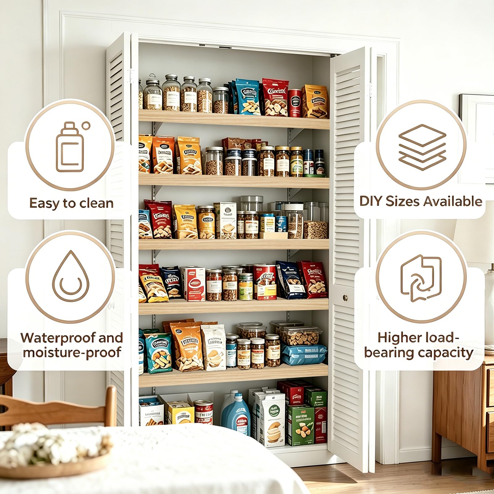 5 Pcs Wire Rack Covers 16x9x3 inch PVC Pantry Shelf Cover 0.31 inch Thick Removable Closet Wire Rack Shelf Covers,Decoration Kitchen Bathroom Office Shelving (Wood Color,16x9x3 inch)