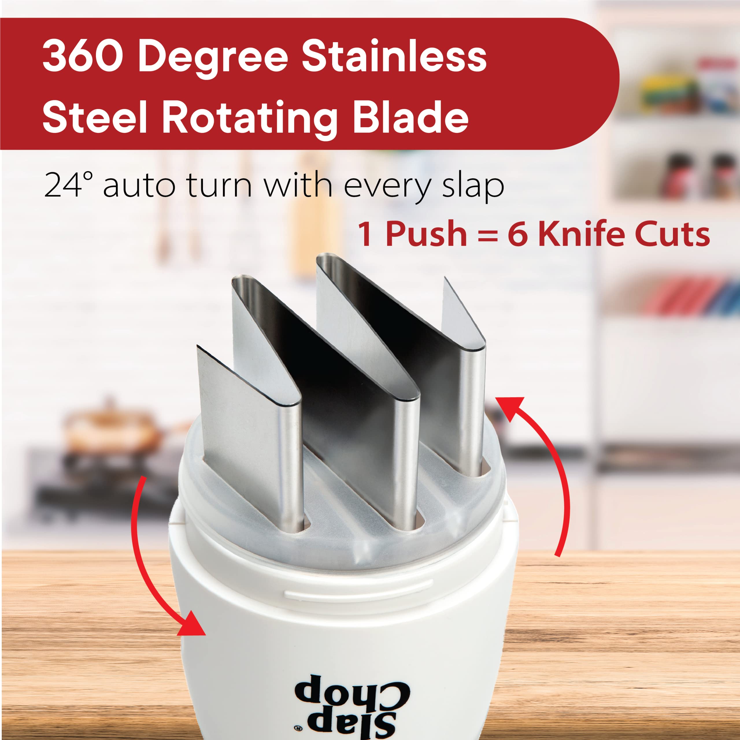 Original Slap Chop Slicer with Stainless Steel Blades & Cheese Graty | Manual Food Chopper & Twist Grater for Cheese, Vegetables, Salad Toppings, & More | Lightweight & Easy to Clean
