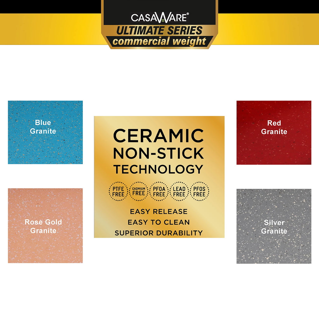 casaWare 13 x 9 x 1-Inch Ultimate Series Commercial Weight Ceramic Non-Stick Coating Cookie/Jelly Roll Pan (Red Granite)