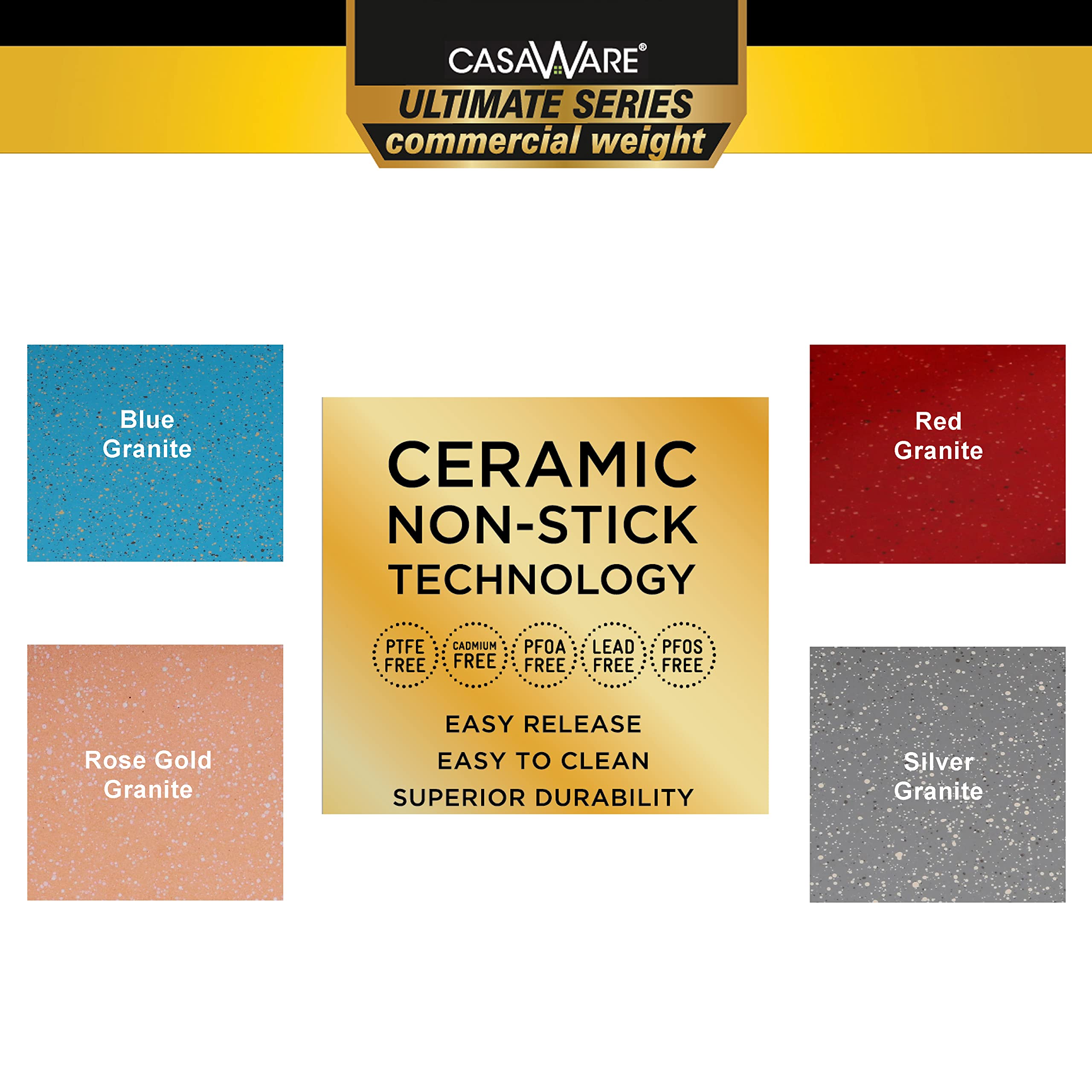 casaWare 13 x 9 x 1-Inch Ultimate Series Commercial Weight Ceramic Non-Stick Coating Cookie/Jelly Roll Pan (Red Granite)