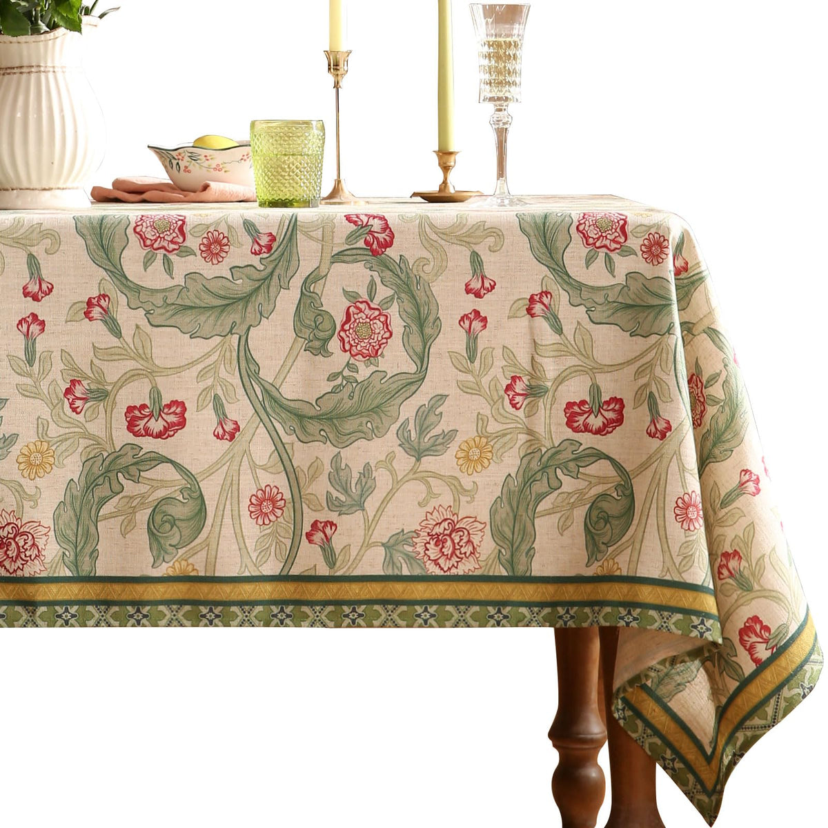 patdrea Vintage French Linen Tablecloth,Rectangular,102"x63"-Kulom A
