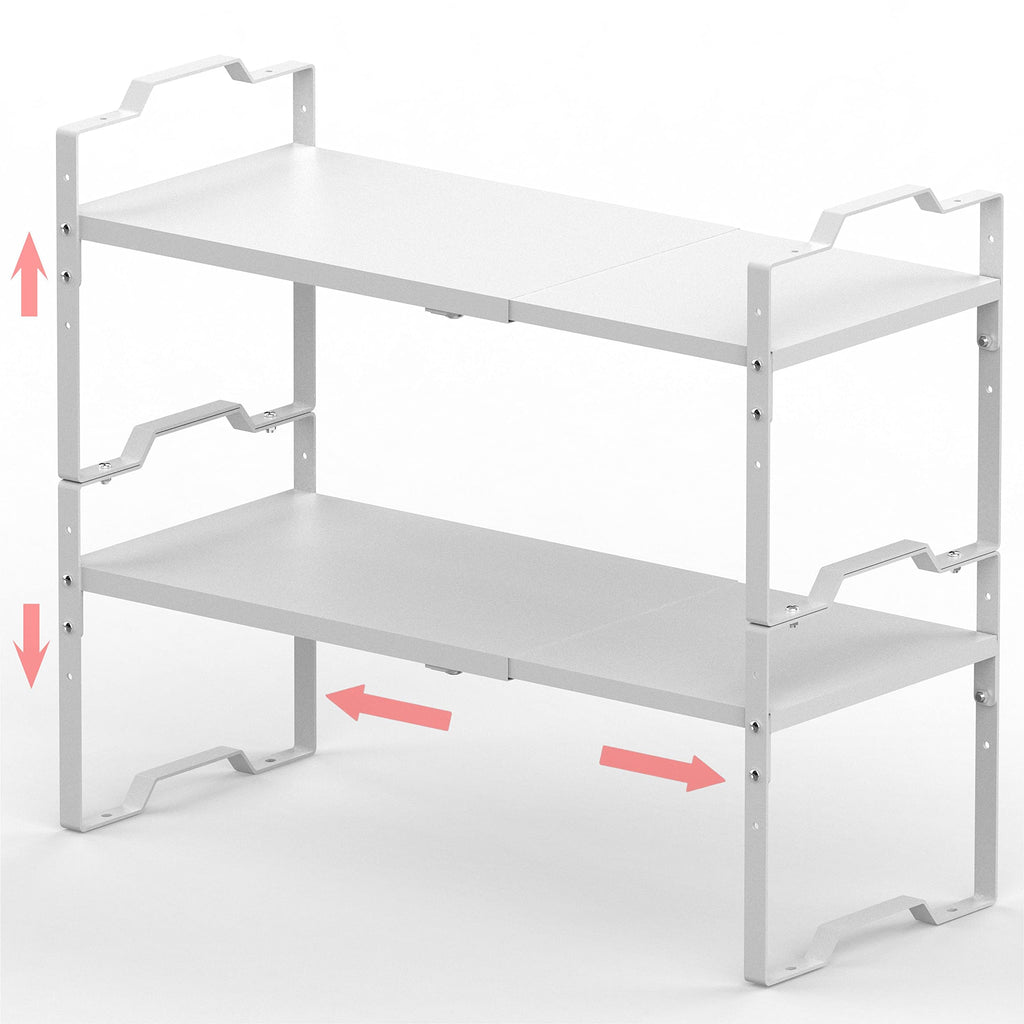 Jojocross Expandable Shelf for Cabinet Organizer Adjustable Stackable Spice Rack at Kitchen and Bathroom More, Counter Countertop Cupboard Organization Pantry Storage(MEDIUM/3PACKS/WHITE)