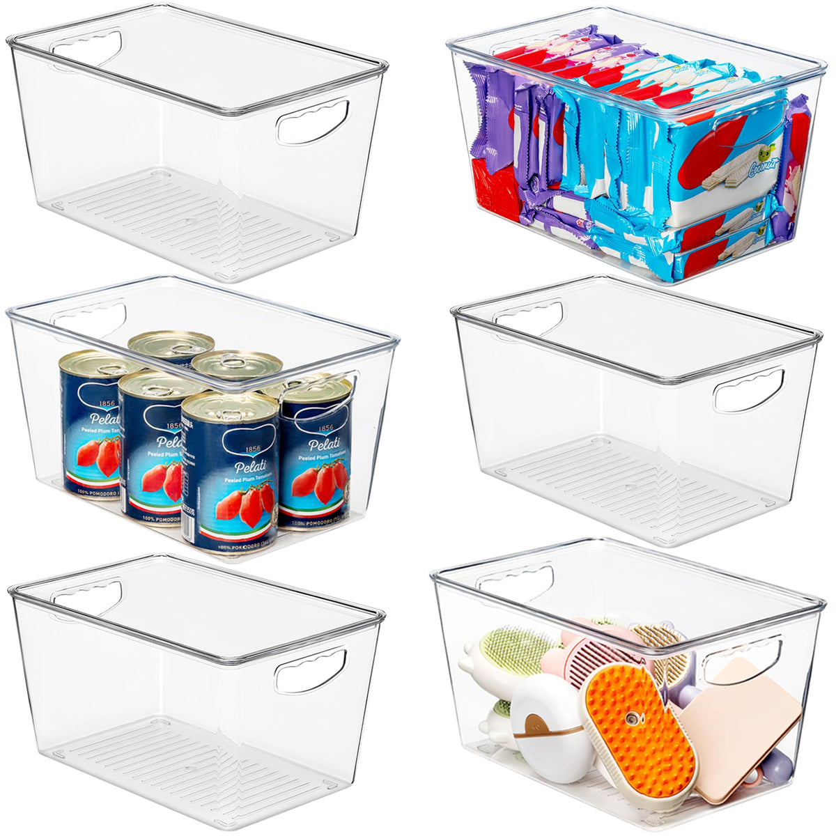 theaoo Large Clear Storage Bins with Lids, Stackable Containers, 6 Pack