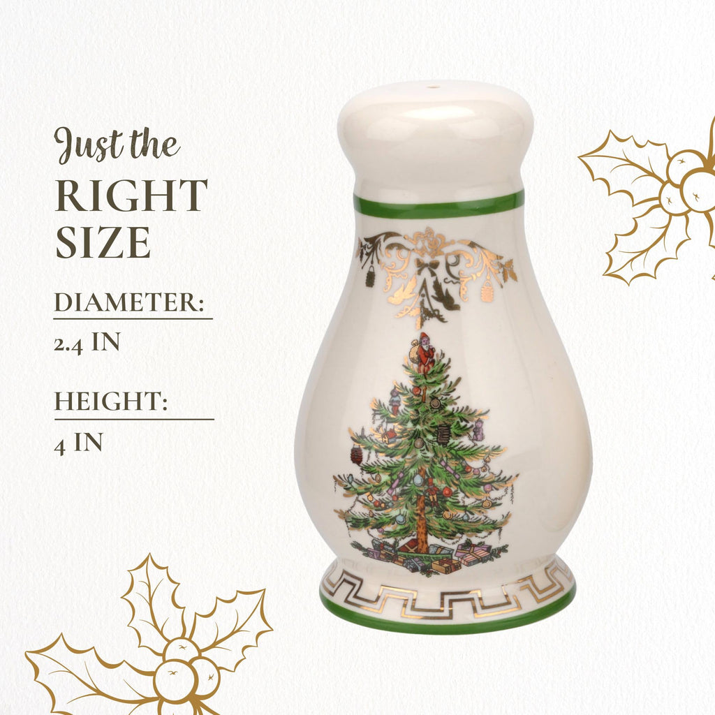 Spode Christmas Tree Gold Salt and Pepper Shaker Set (2-Piece)- Holiday Kitchen & Table Décor - Festive Home Accent, Christmas Gift/Stocking Stuffer for Collectors & Holiday Enthusiasts
