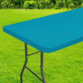 homing Rectangle Table Cloth Cover, Waterproof Polyester Elastic Fitted Tablecloth, Fits for 4 Foot Folding Tables, Washable Table Protector for Picnic, Camping, Outdoor (Teal, 30" x 48")
