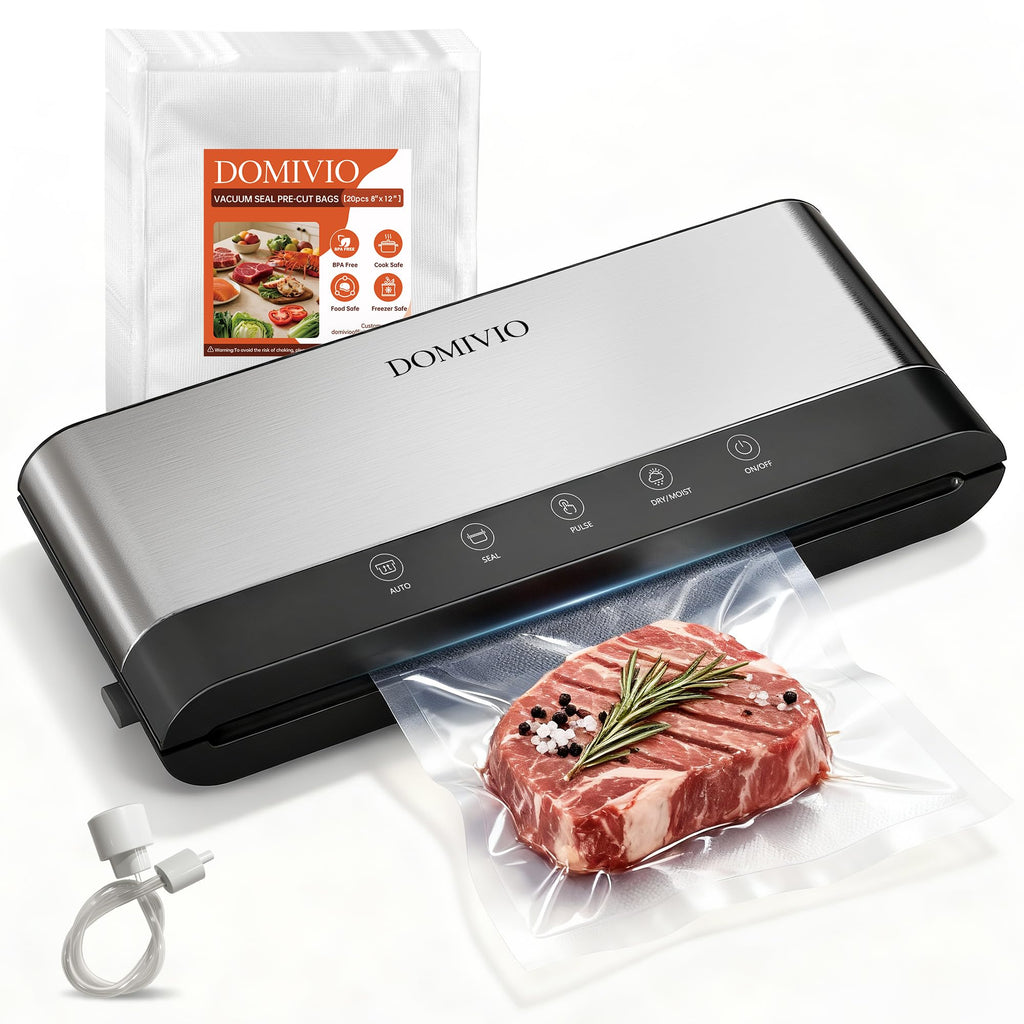85Kpa Vacuum Sealer Machine for Food, 5-in-1 Food Saver with 20 BPA-Free Bags – Dry & Moist Modes, Compact Easy-to-Use Vacuum Sealer for Meal Prep (SJ2085)