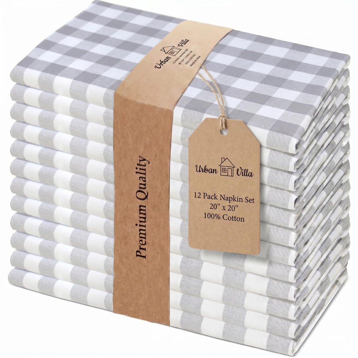 Urban Villa Cloth Napkins Cotton 20x20 (Set of 12) Rust
