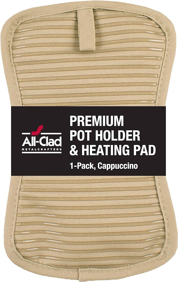 All-Clad Premium Pot Holder & Hot Pad: Heat Resistant to 500 Degrees - 100% Cotton, 10"x6.25" Hot Pad for Kitchen and Barbeque, (1-Pack), Cappuccino