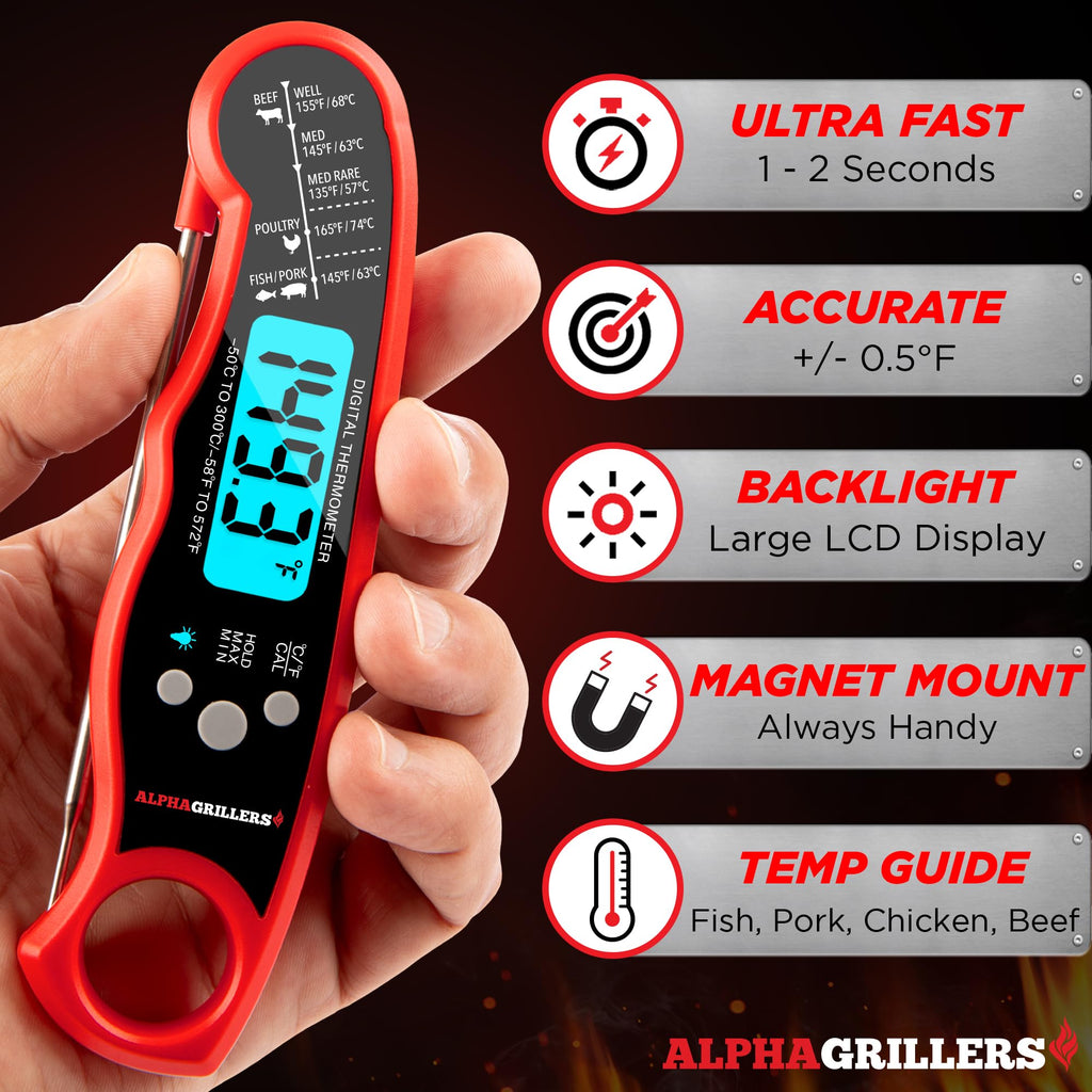 Alpha Grillers Instant Read Meat Thermometer Digital, Cooking, Food, Grill