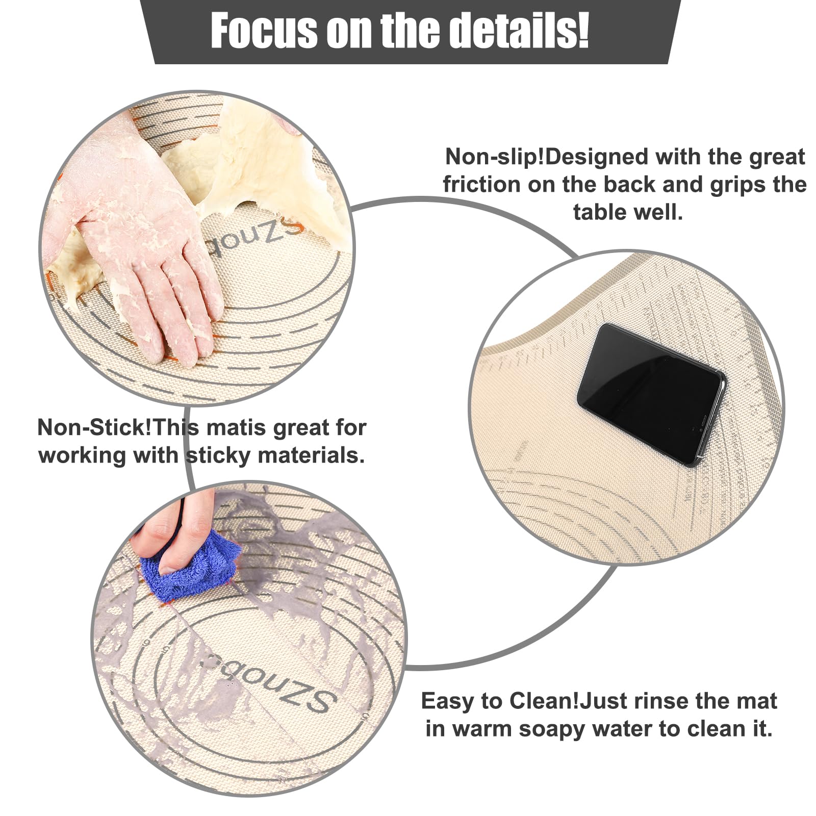 Silicone Pastry Mat 36X24 inch Baking mat Perfect for Dough, Pastry, Pie Crust, Fondant, Cookies, Bread, Pasta/Pizza,Pastry Board, Kitchen Counter Mat