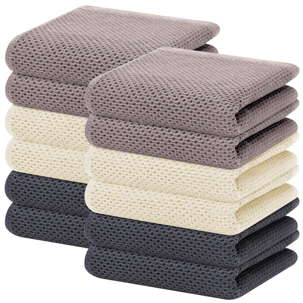 Homaxy 100% Cotton Waffle Weave Kitchen Dish Towels 12-Pack, Black