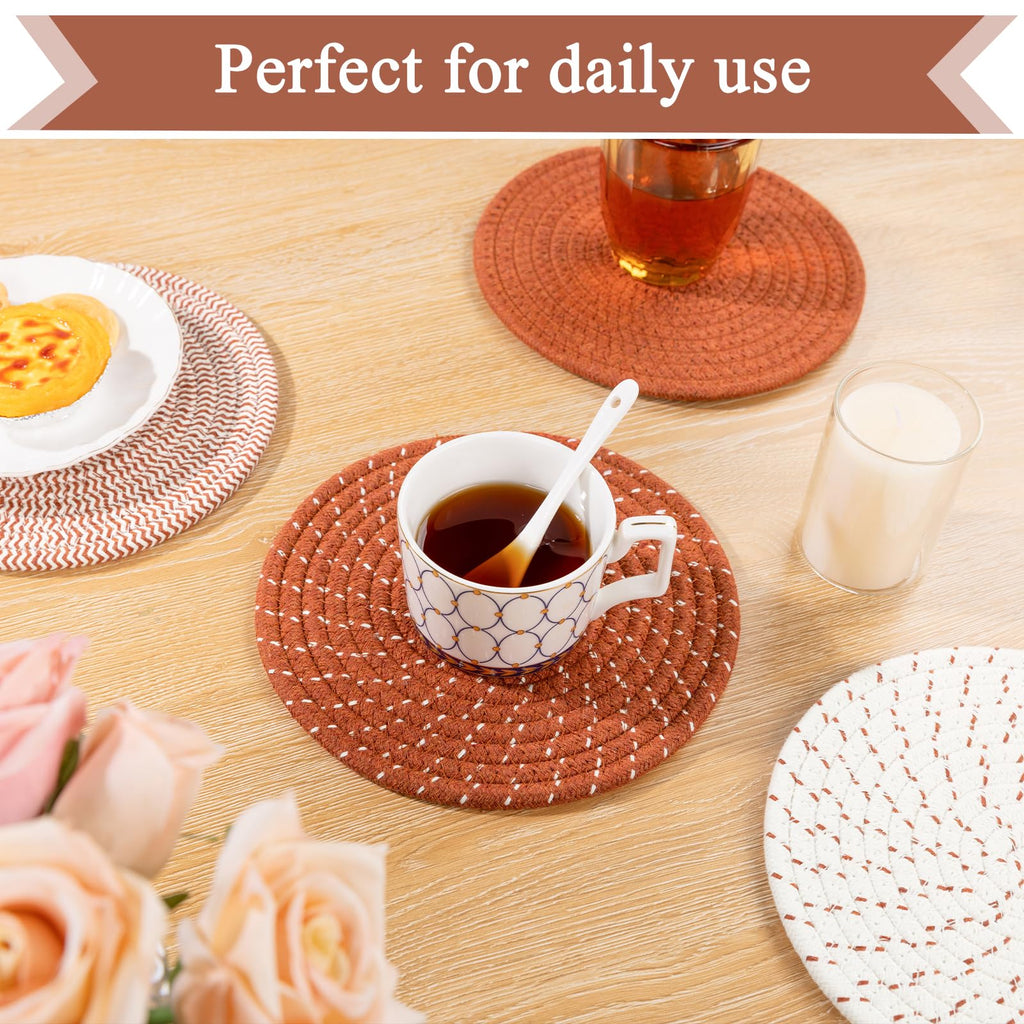 SHACOS 8 Inches Trivets for Hot Dishes, 4 Pieces Cotton Trivets Mats