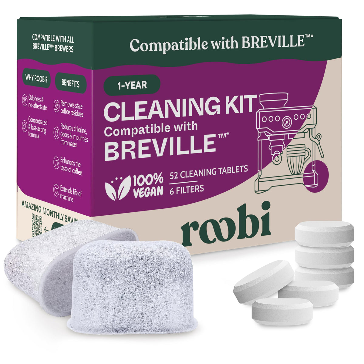 Roobi Breville Compatible Descaling Solution, 2 Pack