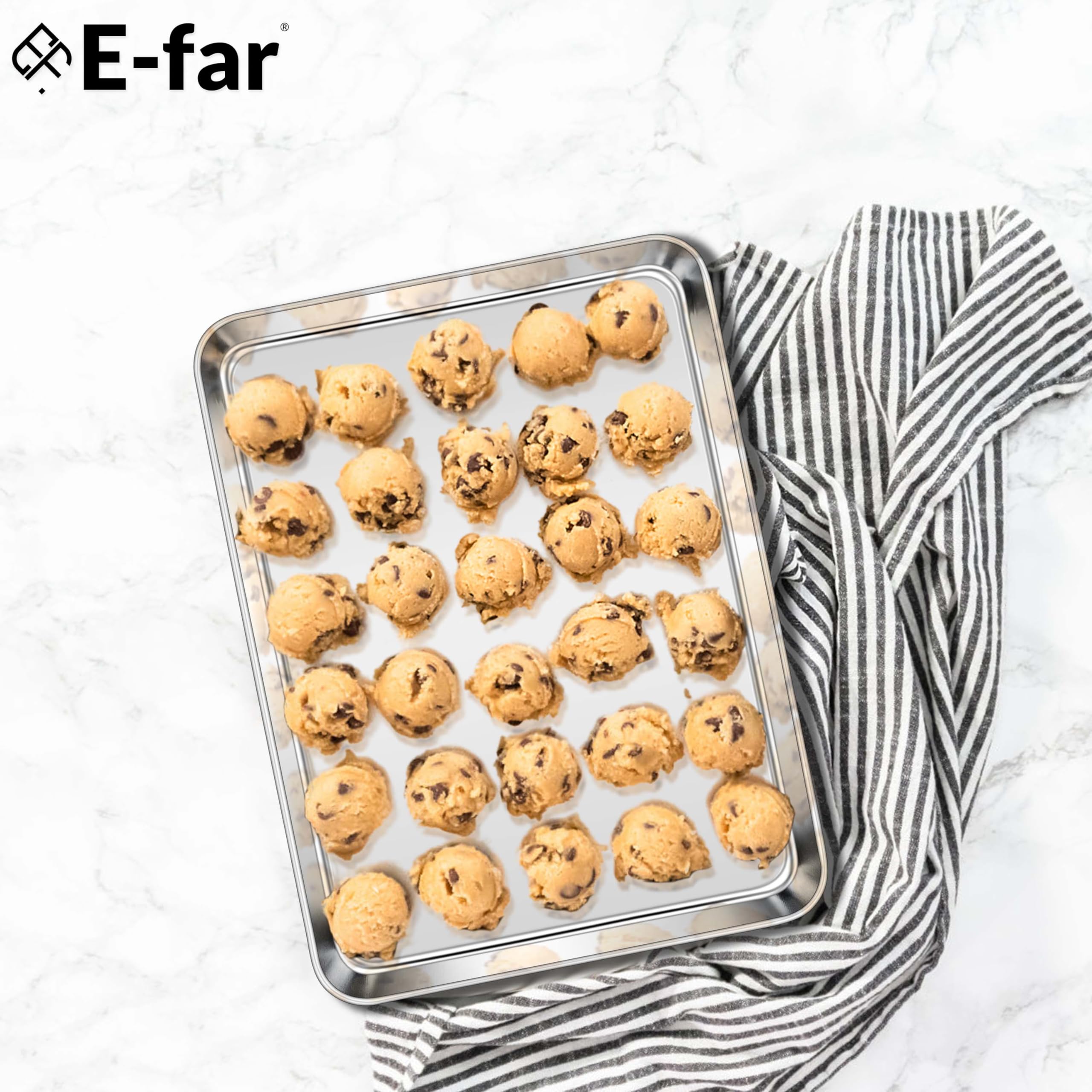 E-far Cookie Sheet for Baking, 18"x13" Stainless Steel Baking Sheet