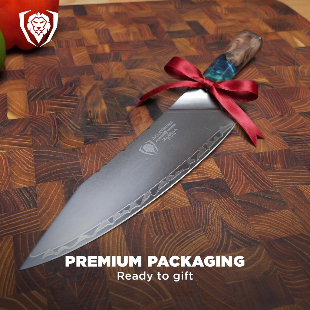 Dalstrong Chef Knife - 8 inch - Valhalla Series - Premium 9CR18MOV HC Steel - Celestial Resin & Wood Handle - Razor Sharp - Kitchen Cooking Chef's Knife - Leather Sheath