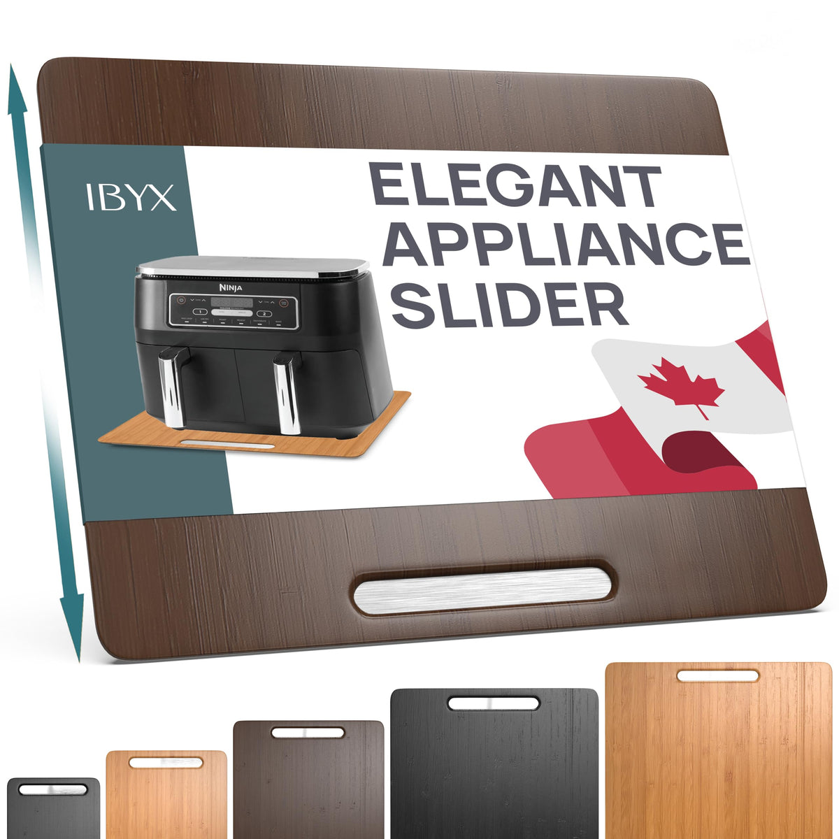 Ibyx Appliance Slider, Sliding Tray for Coffee Maker, 7.5x14.5 in, Brown