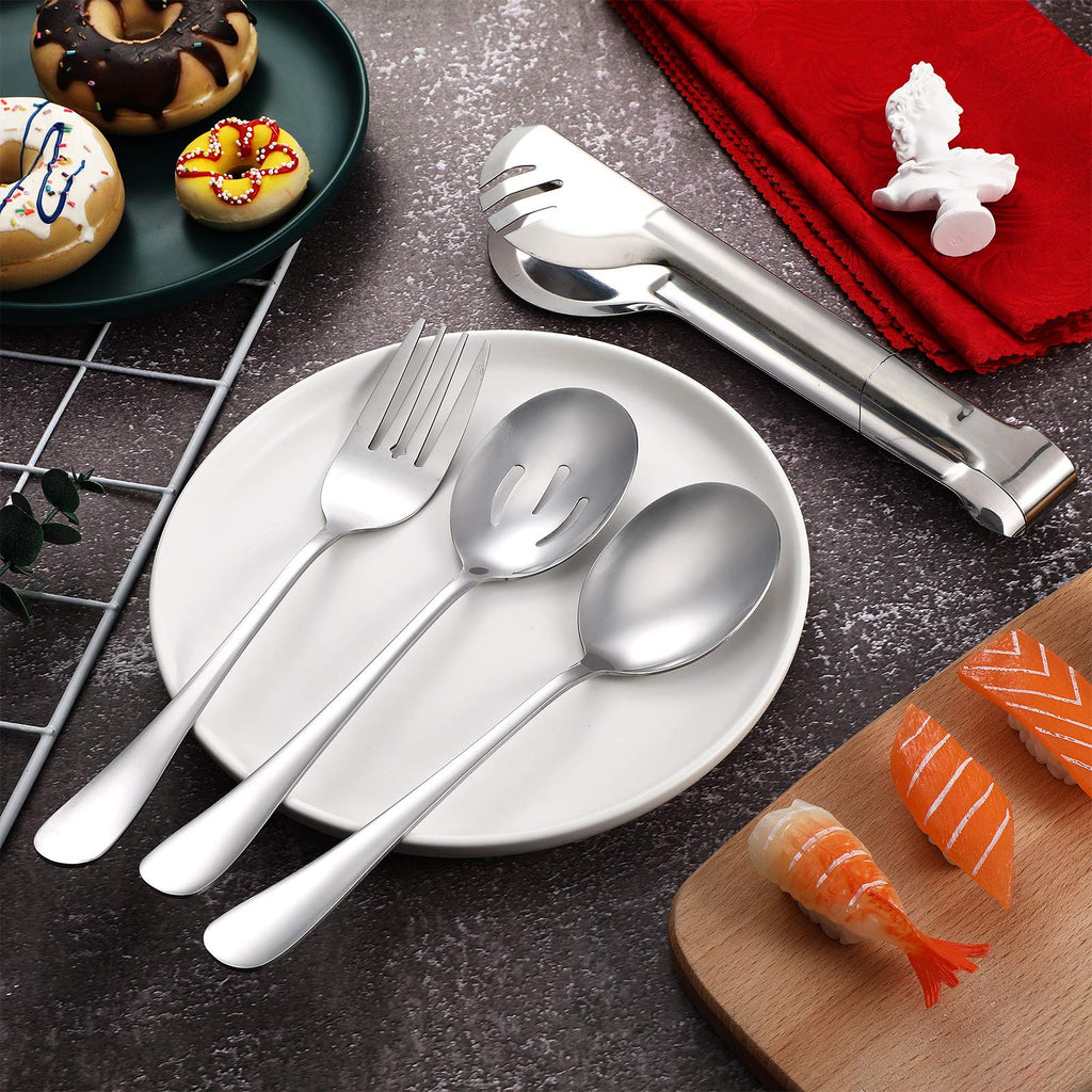 Patelai 15 Pieces Silver Serving Utensil Set, Stainless Steel Buffet