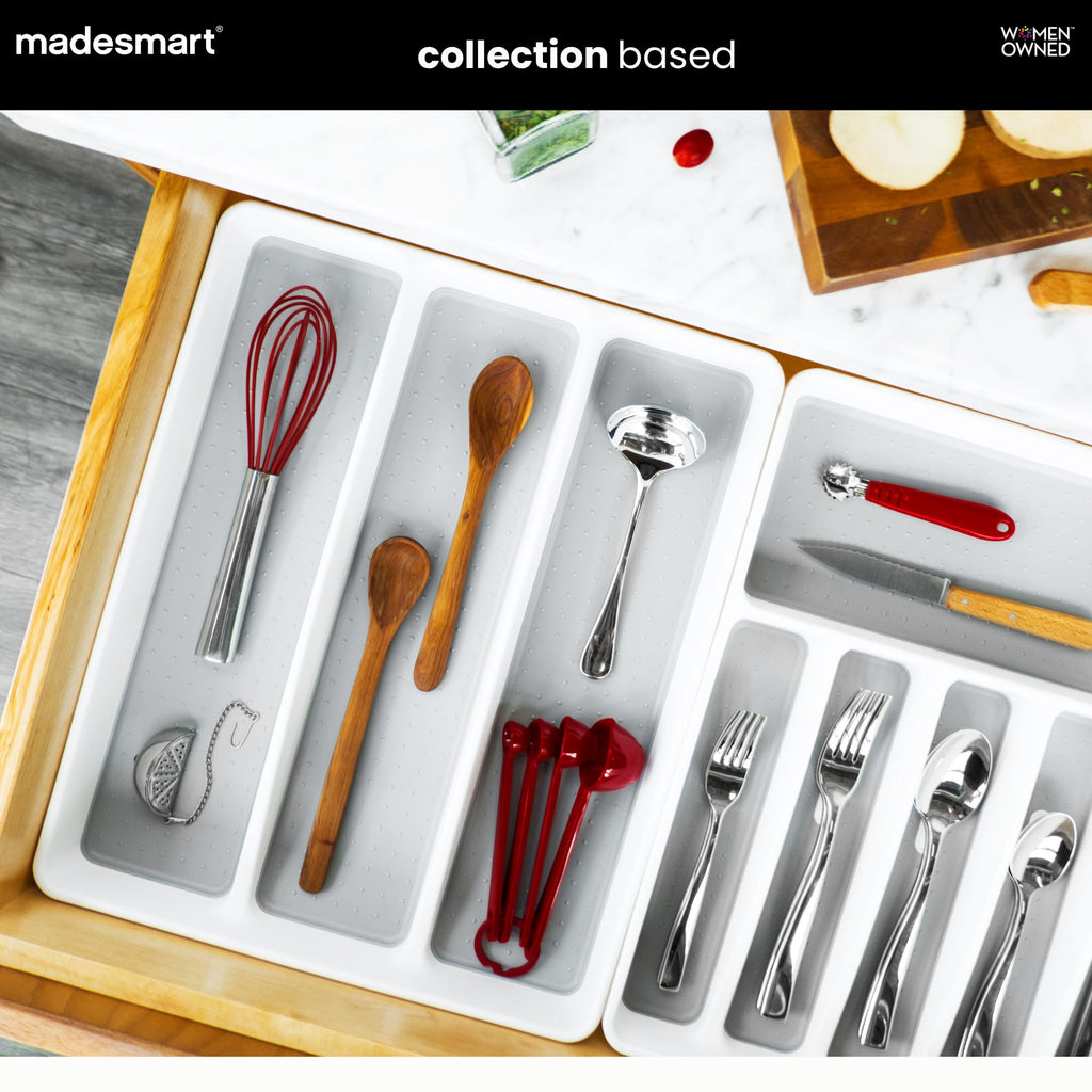 madesmart Classic Expandable Compartment Utensil Tray, White