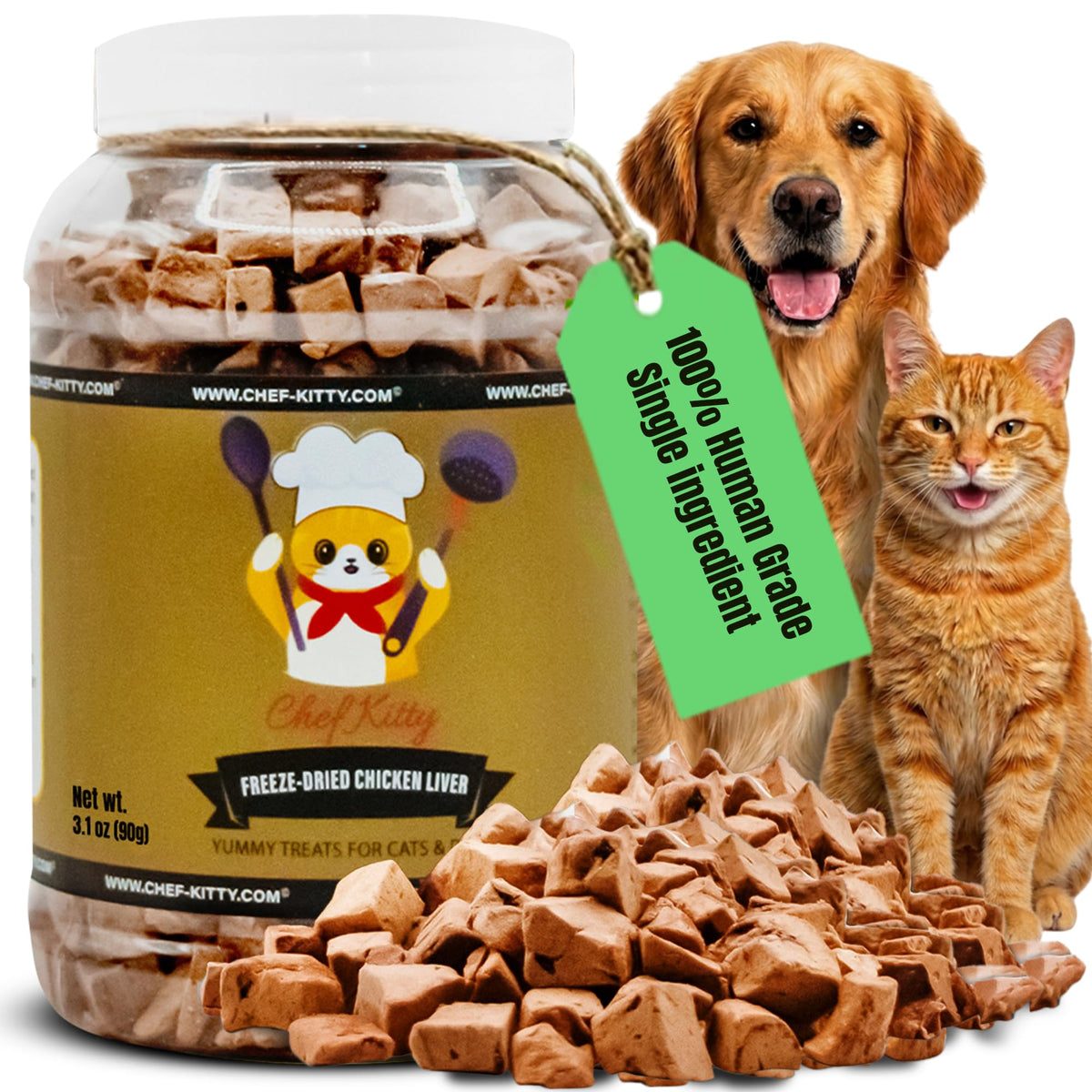 Chef Kitty Freeze Dried Chicken Liver Dog Treats, Single Ingredient, 1.7oz