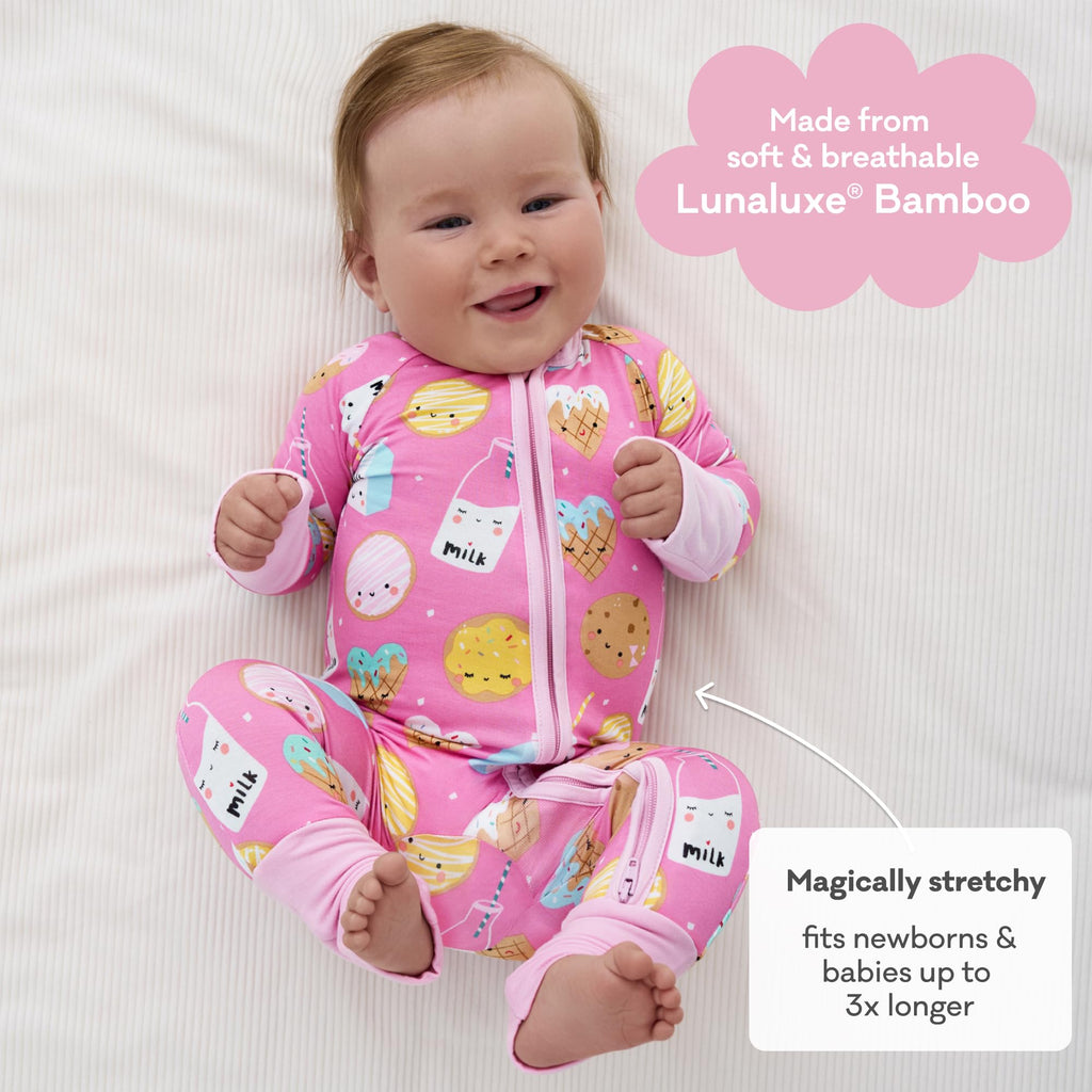 Little Sleepies Baby Pajamas, Pink Cookies & Milk, 12-18M