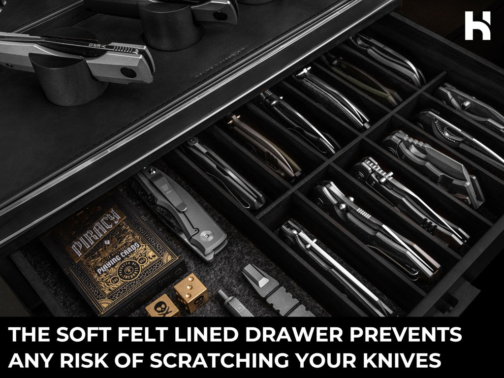 Holme & Hadfield 30 Knife Wooden Pocket Knife Display Case with Drawer