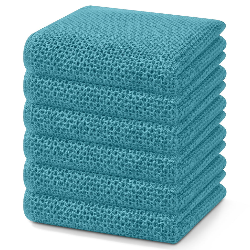 Homaxy 100% Cotton Waffle Weave Kitchen Dish Cloths, Ultra Soft Absorbent Quick Drying Dish Towels, 12 x 12 Inches — 13 x 28 - 12 Pack — 13 x 28 - 6 Pack