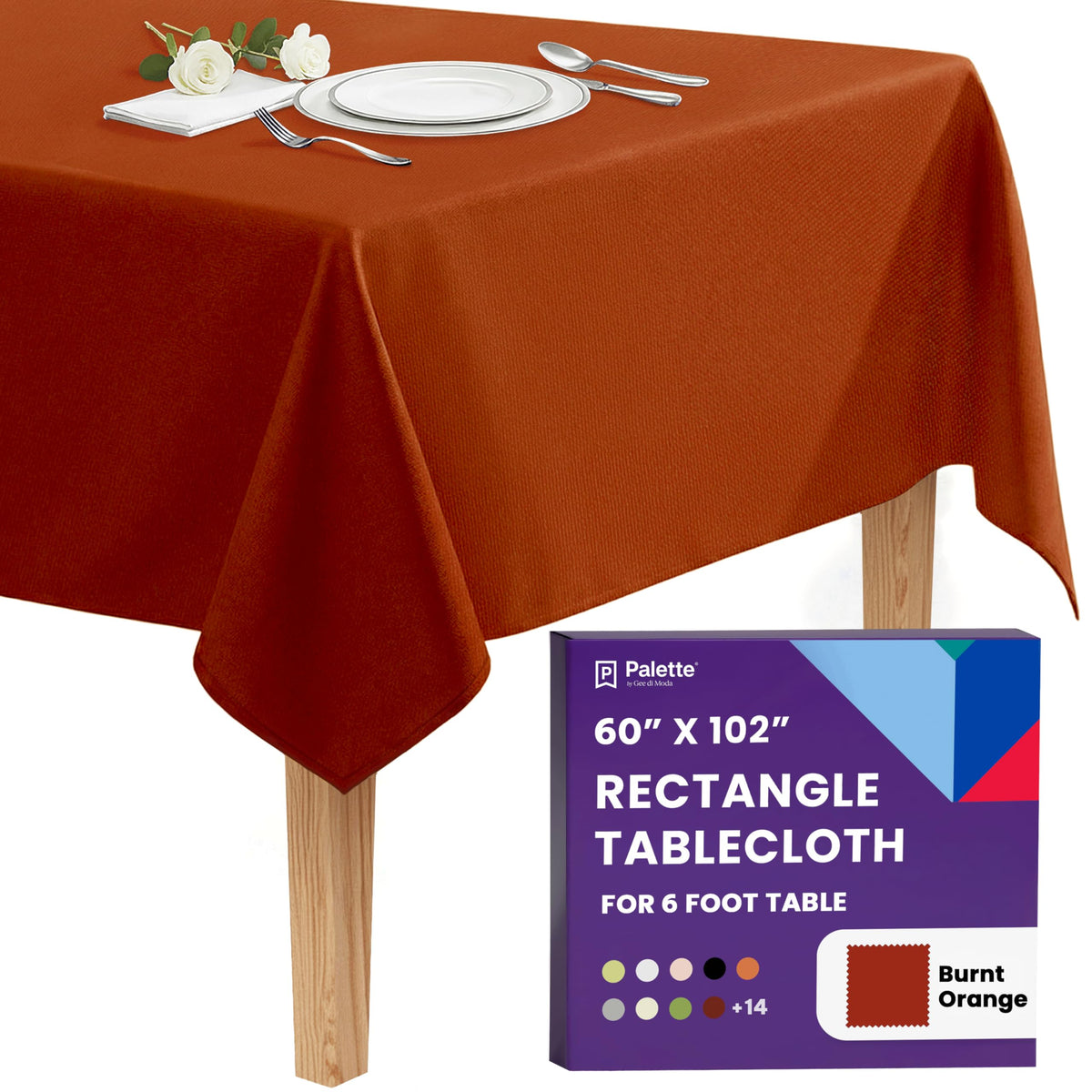 Gee Di Moda Rectangle Tablecloth - 60 x 102 Inch White Table Cloth for 6 Foot Rectangle Tables - Heavy Duty Washable Fabric - for Holiday Party, Dinner, Weddings, Baby Shower & Events