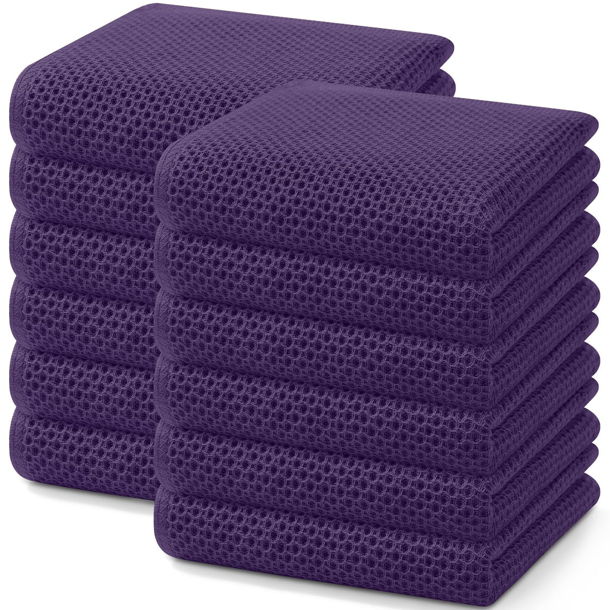 Homaxy 100% Cotton Waffle Weave Kitchen Dish Towels 12-Pack, Black