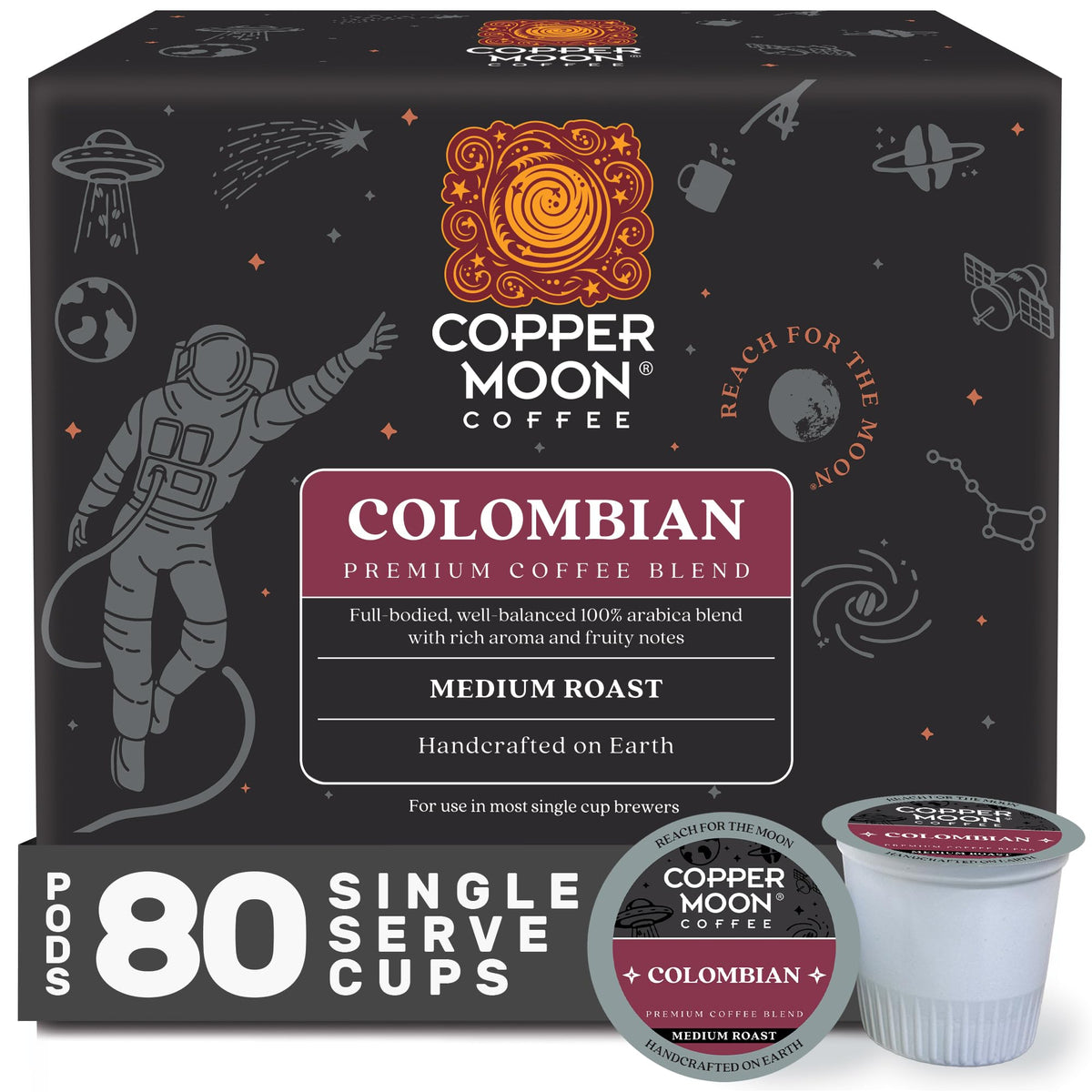 Copper Moon K-Cup Coffee Pods, Dark Roast, Sumatra Blend, 80 Count
