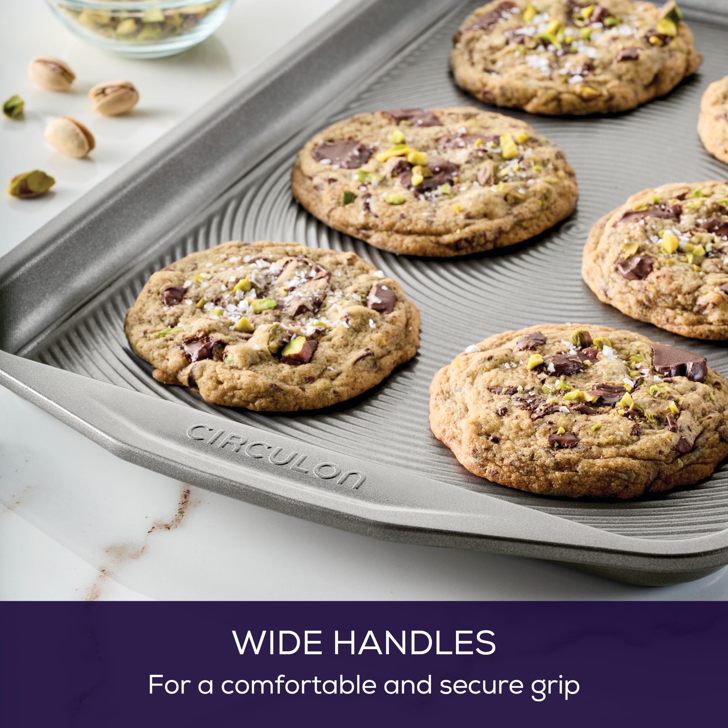 Circulon Nonstick Bakeware Set, Cookie Sheets for Baking Nonstick, 2-Piece, Gray