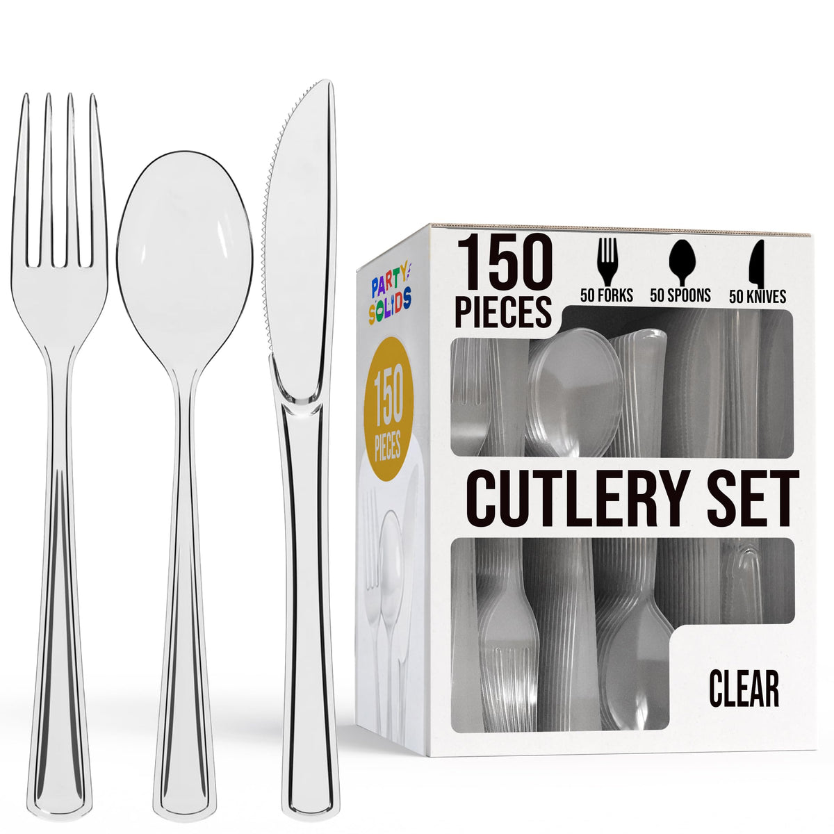 Party Solids Red Plastic Silverware 150 Pcs Red Cutlery Set