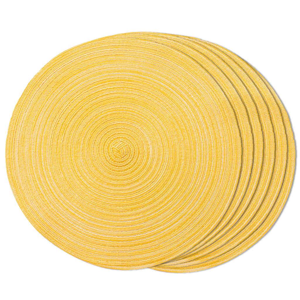 FunWheat Round Braided Placemats Set of 4 Place mats for Dining Tables Woven Heat Resistant Table Mats 15 inch (Wine,4pcs)