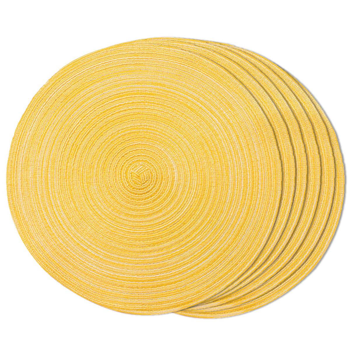 FunWheat Round Braided Placemats Set of 4 Place mats for Dining Tables Woven Heat Resistant Table Mats 15 inch (Wine,4pcs)