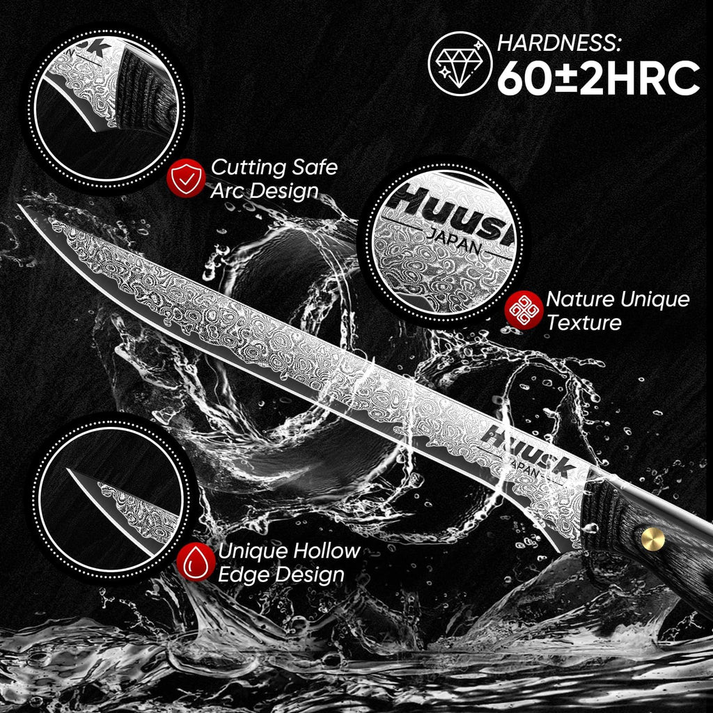 Huusk Damascus Boning Knife 8 inch Brisket Trimming Knives