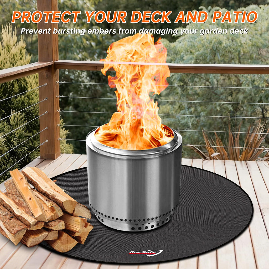 DocSafe 36" Fire Pit Mat for Solo Stove Bonfire,4 Layers Double-Sided Fireproof Under Grill Mat Protector for Deck,Patio,Round BBQ Mat Indoor Fireplace Pad for Solo Stove Accessories,Easy to Clean